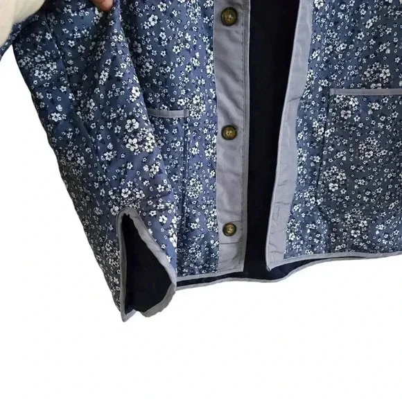 Sabrina Lauren Reversible Quilted Jacket Floral/ Blue Size 3XL - Picture 3 of 10